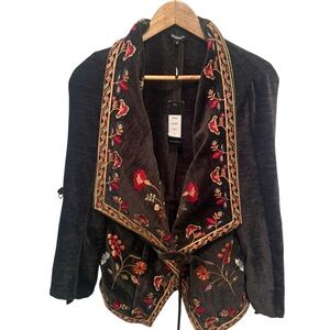 TOLANI COLLECTION Embroidered Jacket w/ Roll tab Sleeves BROWN
NWT. Womens Small